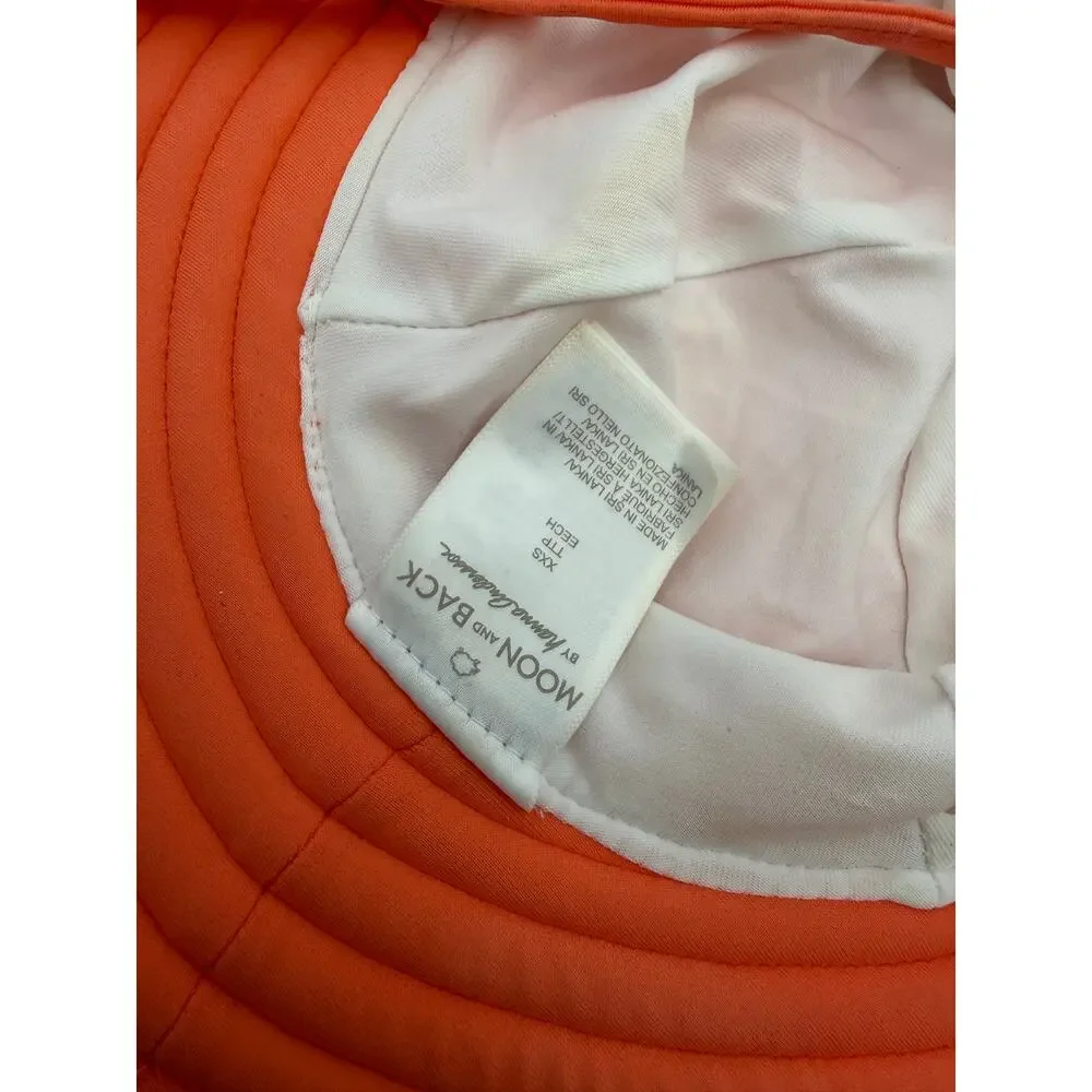 Hanna Andersson Moon and Back Kids Sun Hat Orange Wide Brim Chin Tie 4XS